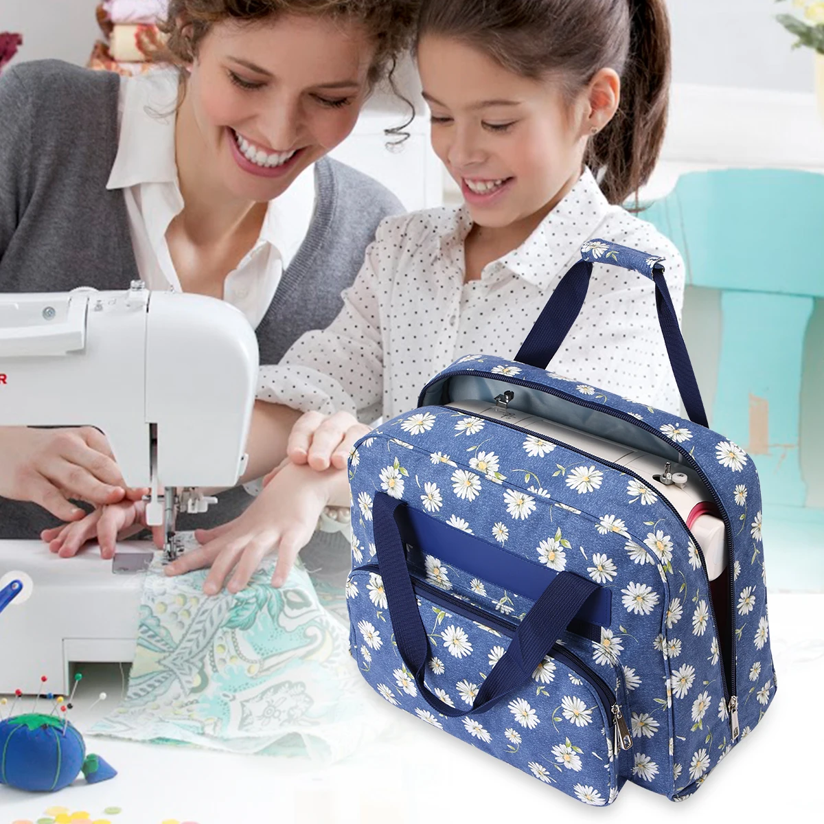 

Portable Sewing Machine Carrying Case with Pull Rod Insertion Bag Sewing Accessories Storage Bag Large Capacity Travel Tote