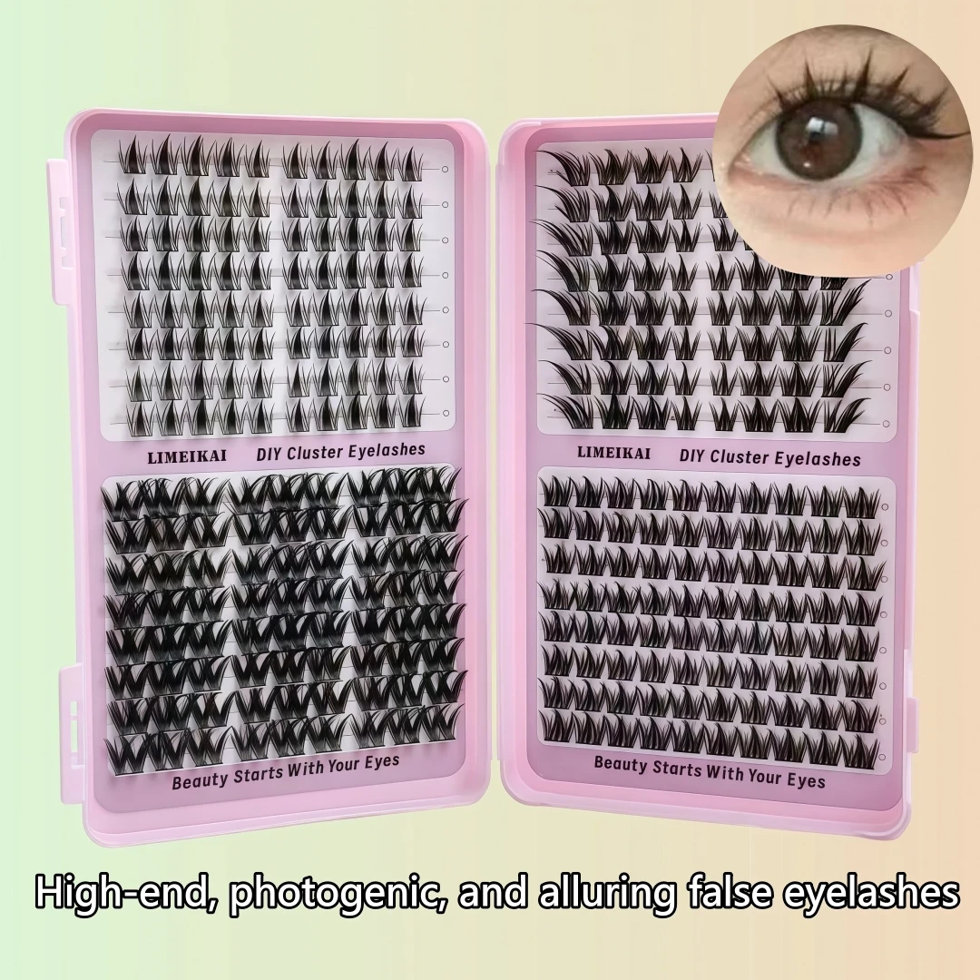 296 Pcs Manga Lash Clusters, Pointed Tip, Multi-Style, DIY Lash Extensions, 13mm Length, 0.07mm Thickness, Natural Anime Look
