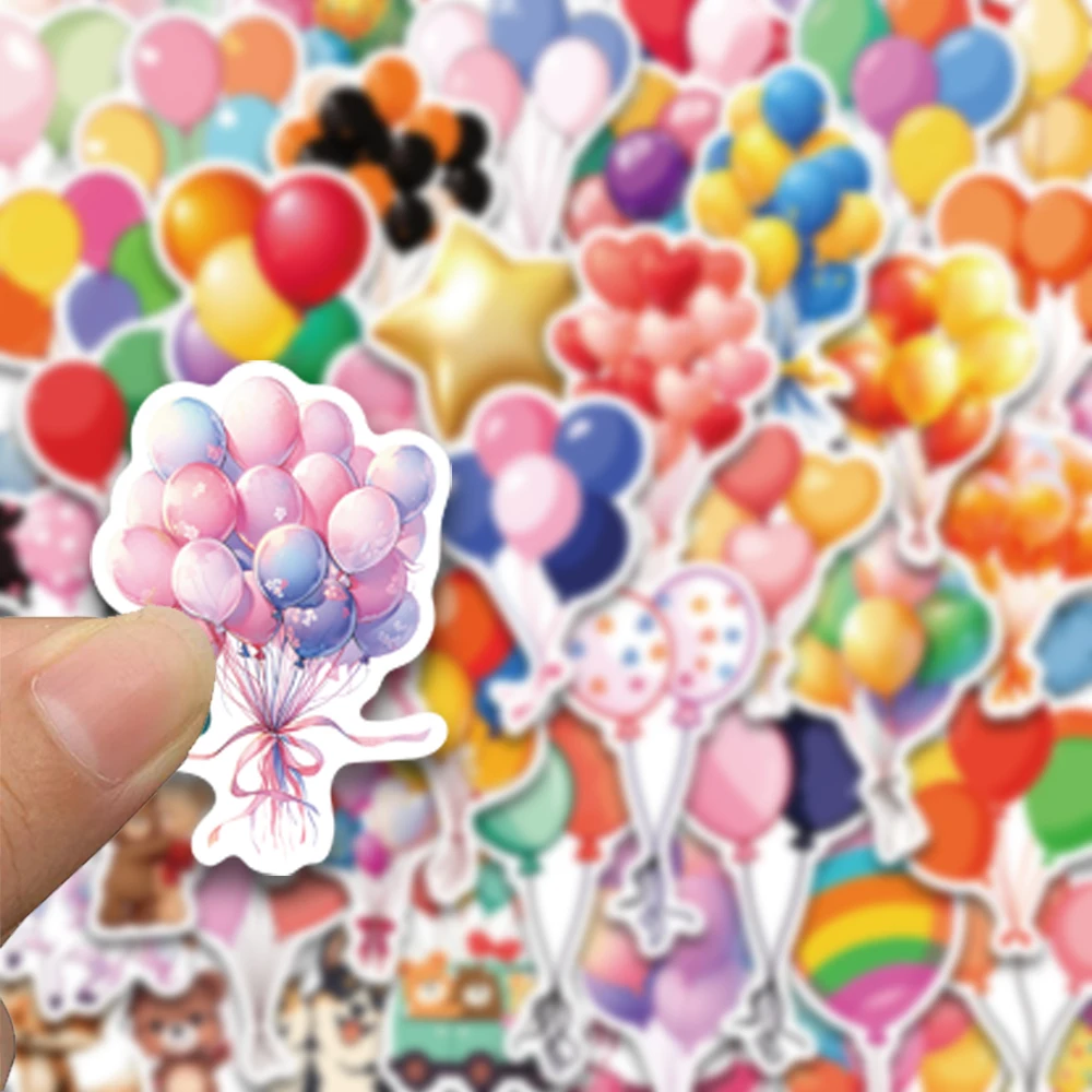 50PCS cute holiday balloon stickers, suitable for decorating helmets, thermos cups, suitcases, waterproof stickers