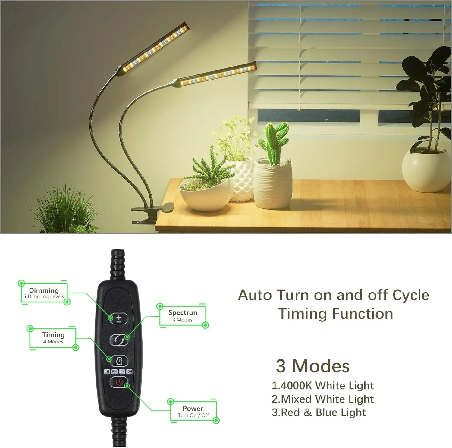 Светодиодная лампа для выращивания растений на гибкой стойке, полный спектр 138, светодиодная лампа для растений, настольный светильник с клипсой для выращивания комнатных растений