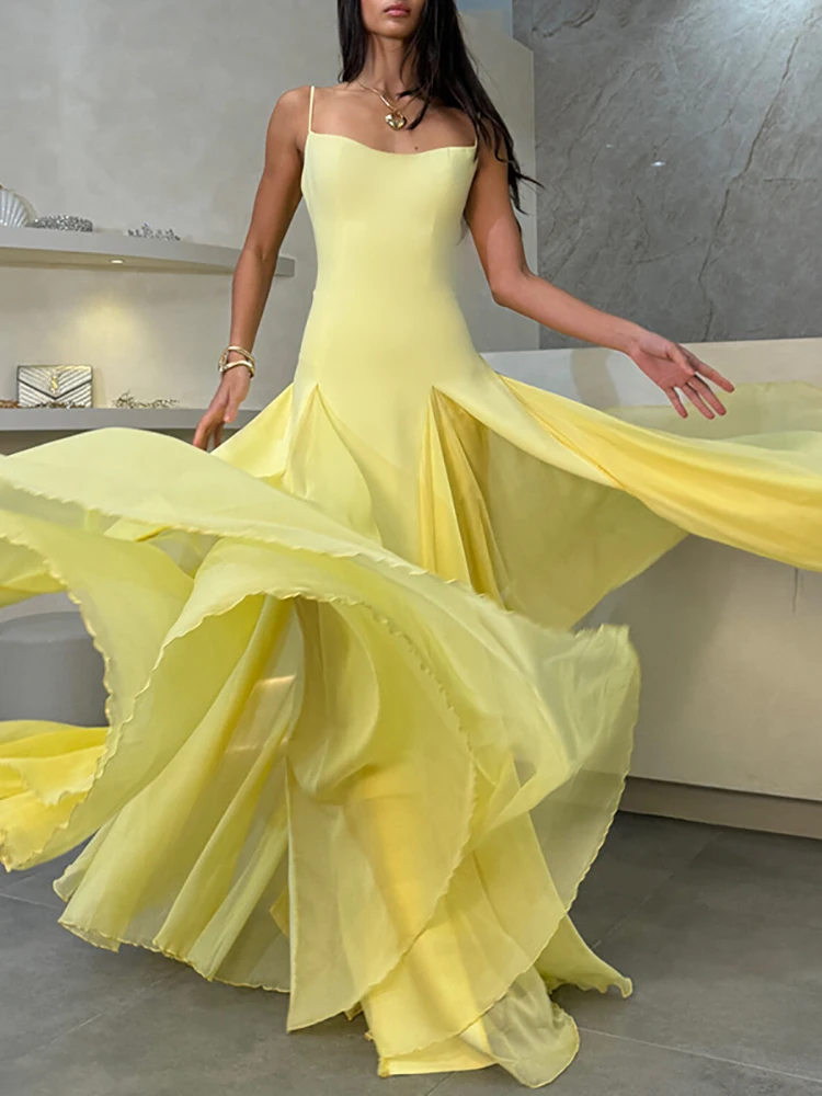 مثير السباغيتي حزام المرقعة فستان طويل المرأة بلا أكمام عارية الذراعين ألف خط فساتين أنيقة مساء حفلة كوكتيل العباءات