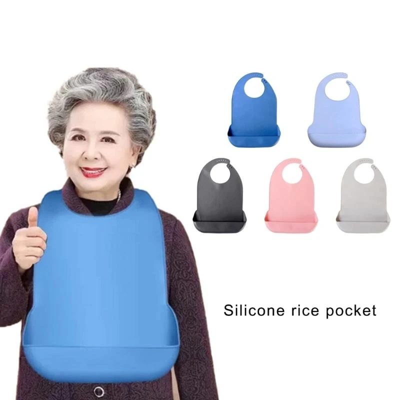 

Q81A Oversized Silicone Adult Bibs Water Resistant Bibs Comfortable for Daily Wear