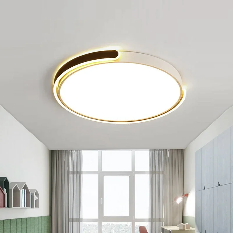 Morden Black White Gold LED Ceiling Lamp Living Room Bedroom Kitchen Toilet Corridor Round Shape Wrought Iron Illumination Light