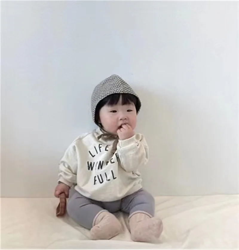 Infant Long Sleeve Sweatshirt Cute Letter Print Baby Casual Sweatshirt Loose Toddler Pullover New Boys Girls Tops Kids Clothes