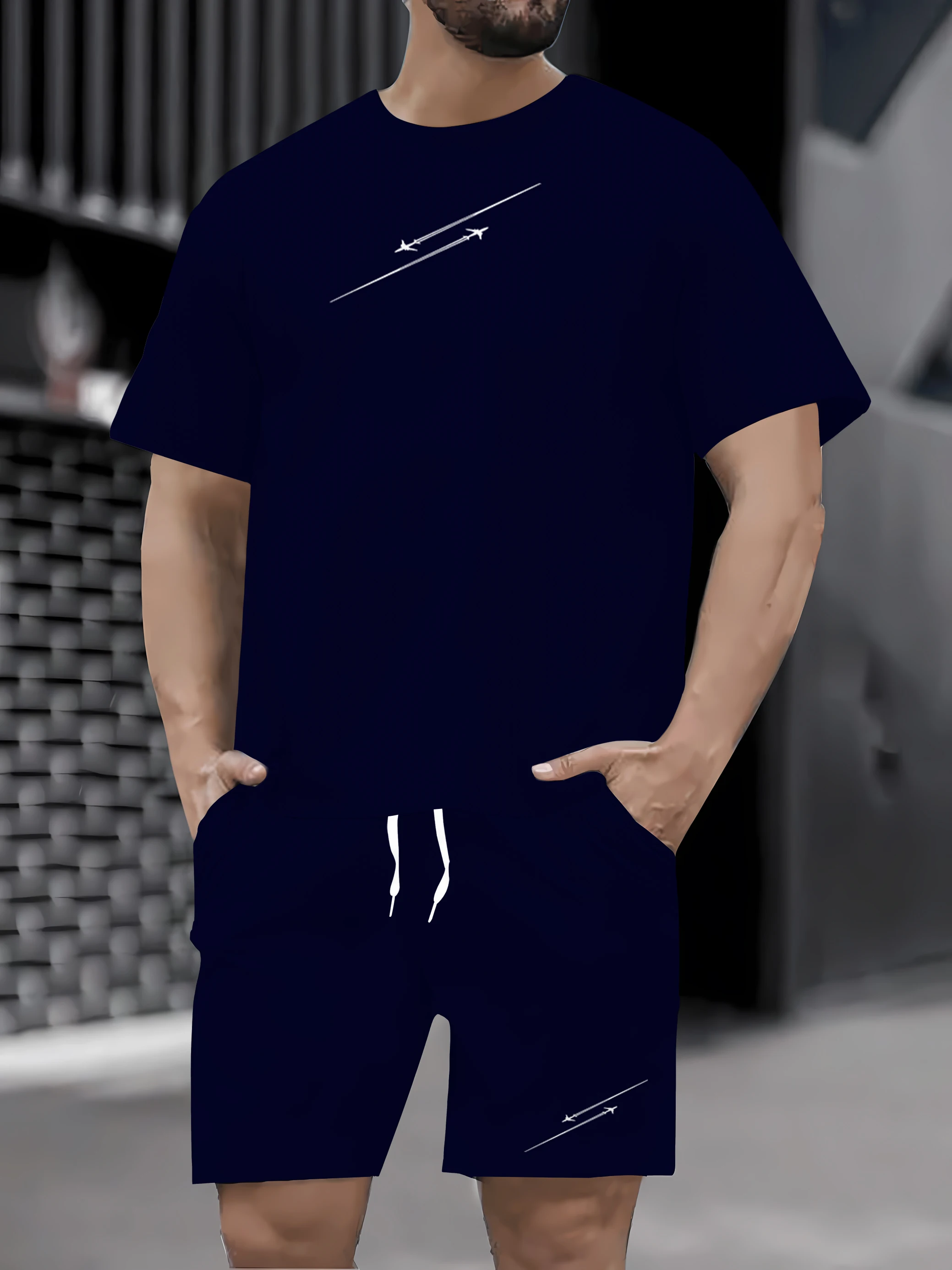 

Лето 2025 года, новый модный повседневный мужской комплект с короткими рукавами и короткими шортами в спортивном стиле с 3D-принтом.