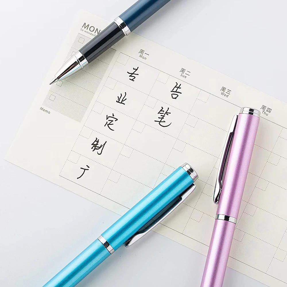2 Stück Metall-Gelstift, Tintenroller, Caneta руedad, Kugelschreiber, 0,5 mm, Signierstifte für Büro, Studenten, Business, Schreibwaren – Detail 1