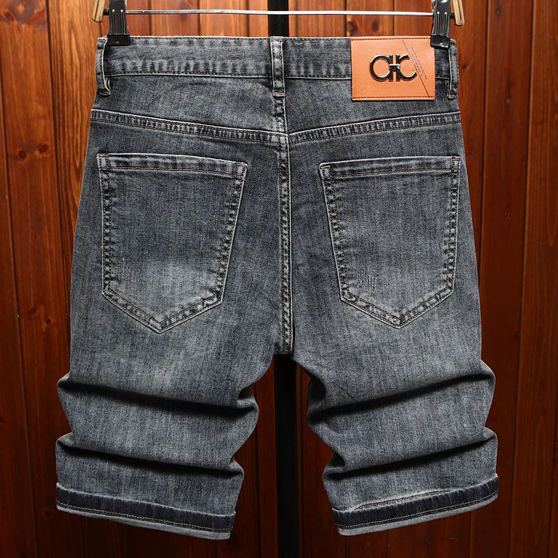 2025 New Summer Thin Denim Shorts Men's Trendy Embroidered Printed Light Luxury High end Fashion Pentagram Pants