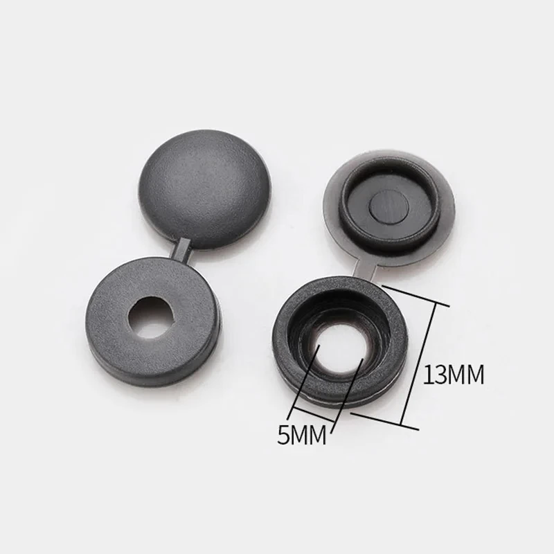 100pcs Hinged Plastic Screw Cap Cover Nuts Fold Snap Protective Cap Button for Car Furniture Decorative Nuts Bolts Hardware