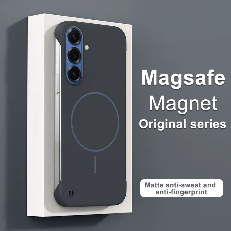 Frameless Magnetic Phone Case For Samsung Galaxy S26 S25 Edge S24 FE S23 S22 Plus Note 20 Ultra For Magsafe Hard PC Back Cover