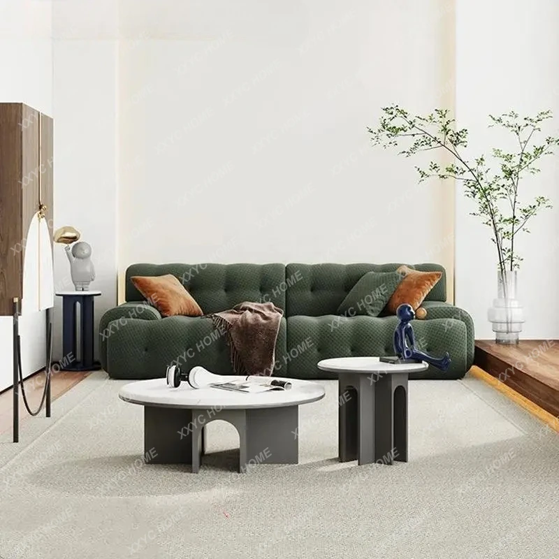 Llight luxury fabric sofa square small apartment living room simple buckle multi-person creative splicing sofa
