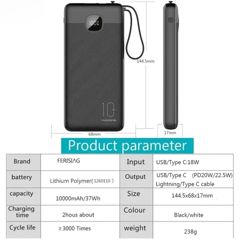 VOOC 22,5 Вт Power Bank с быстрой зарядкой 10000 мАч — ультратонкое портативное зарядное устройство для Samsung S25/iPhone 16/OnePlus 12/Xiaomi 15
