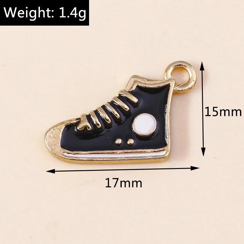 Leslie 10pcs Cartoon Enamel Sport Shoes Charms Sneakers Pendants for Necklace Earring DIY Making Handmade Jewelry Accessories