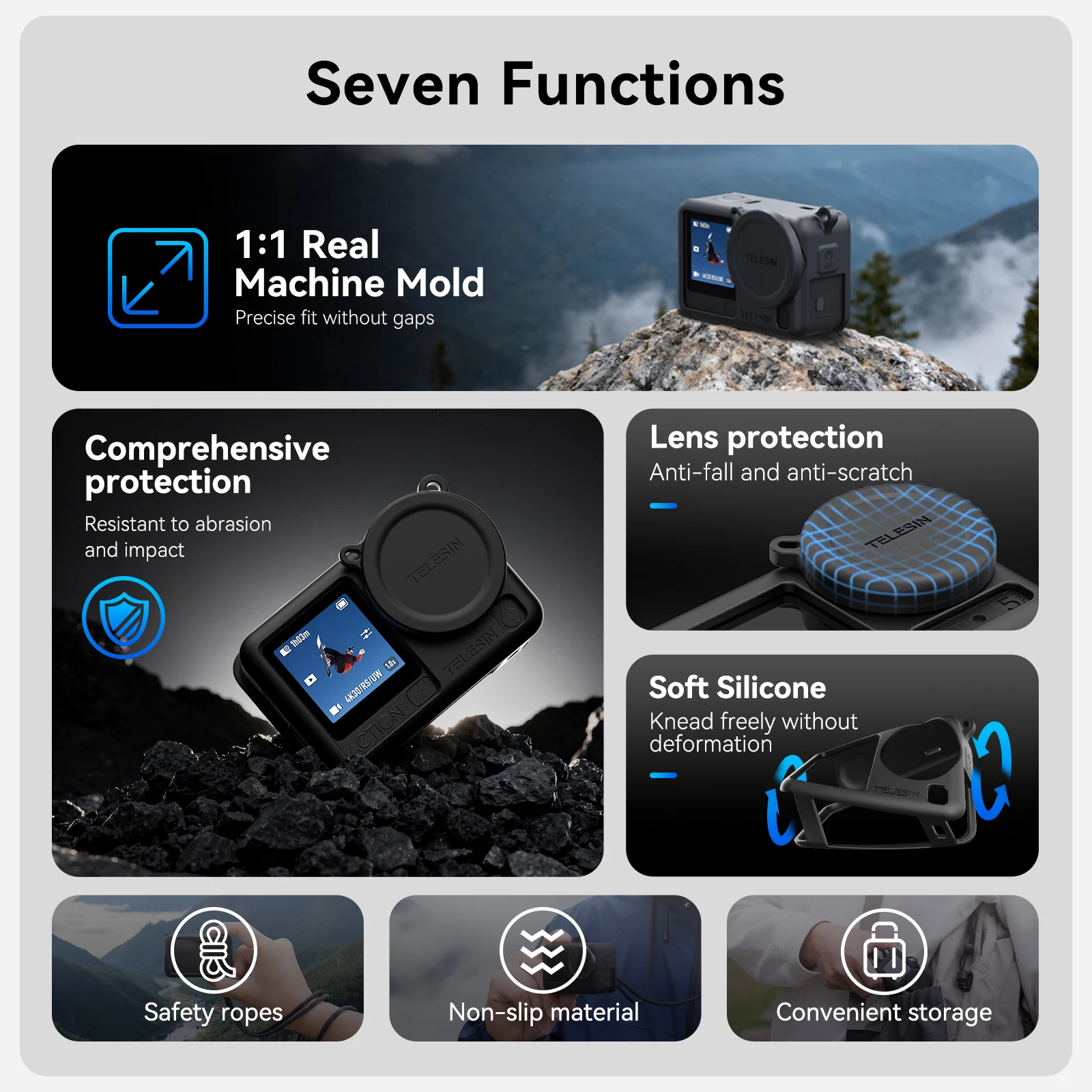 Silicone Case For DJI OSMO Action 6 Protective Cover Lens Protector with Anti-lost lanyard For DJI OSMO Action 6 Protective Case