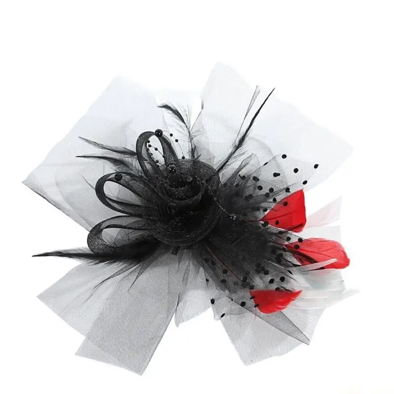 31BF Graceful Wedding Fascinator Hat Headwear Vintage Delicate Meshes Headgear for Weddings and Teas Party Outfits