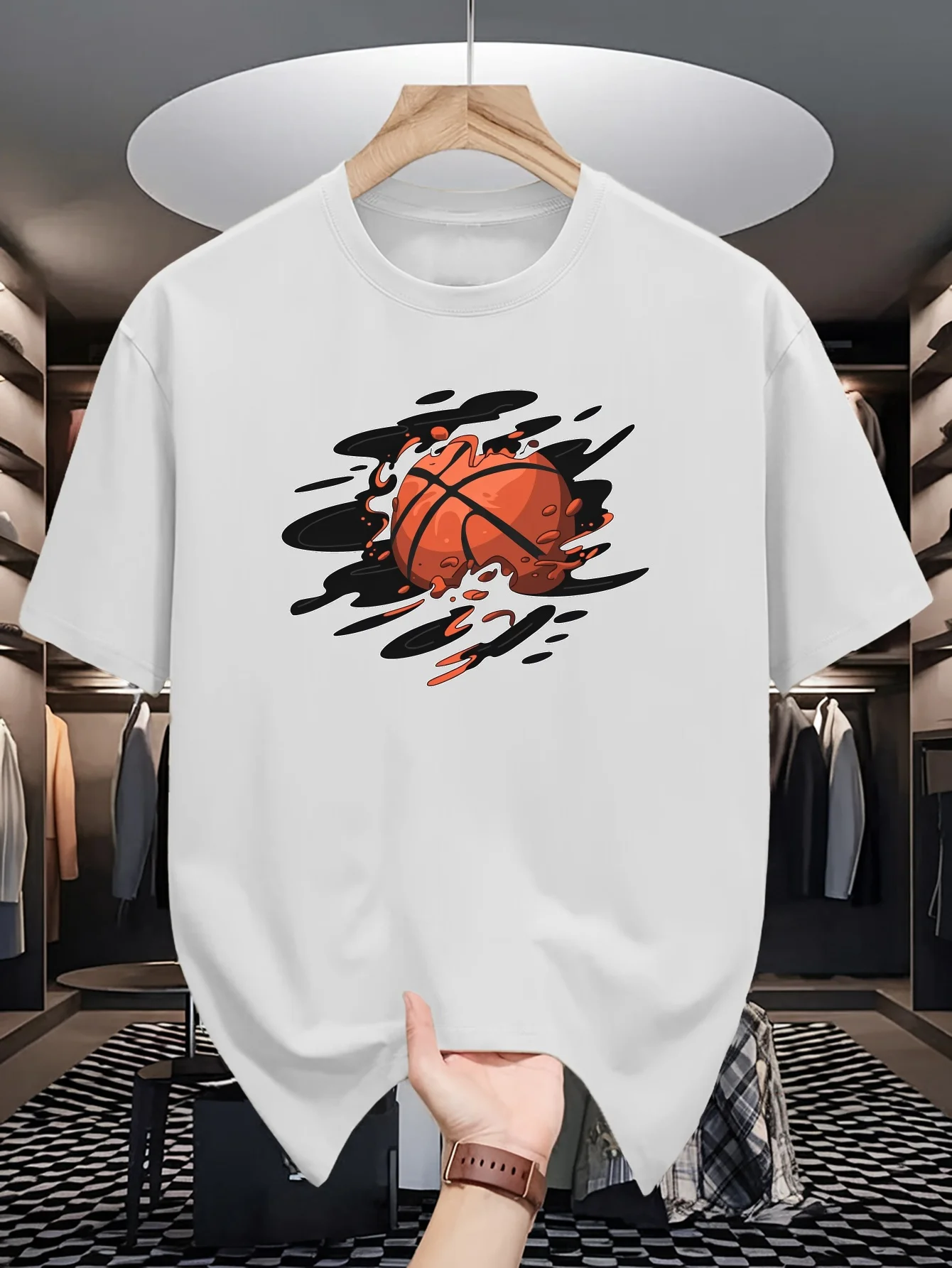 Men Summer Loose Basketball T-shirt - Fashionable Trend - Suitable for Daily Use - 100% Pure Cotton Soft Material - Versatile