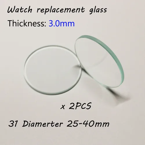 Imagen 1 del producto 2 uds., 25mm - 40mm de diámetro, cristal de reloj redondo, 3mm de espesor, repuesto plano, lente de reloj, cristal, espejo, piezas de reloj