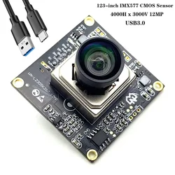4K 12MP HD USB3.0 Camera Module IMX577 Sensor 100° AF/FF  With 30FPS H. 264 , MJPEG, YUV2 For face recognition document scanning