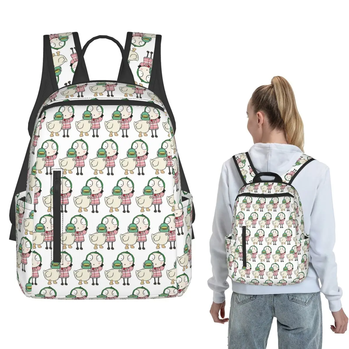

And Pet Cartoon Her Girl Vintage Friend Duck Cute Little Backpack Daypack Kids BookBag School Bag Shoulder Bags for Men Women