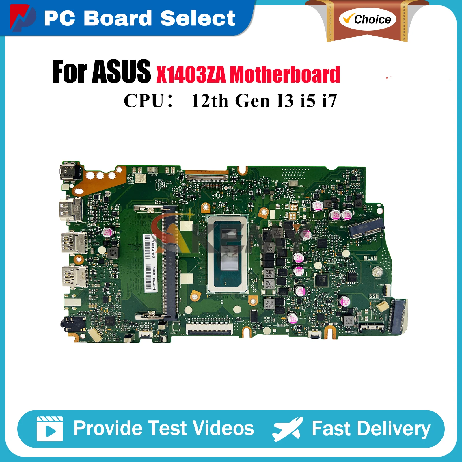 

X1403ZA Laptop Motherboard For ASUS VivoBook X1403Z X1403ZA Notebook Mainboard With 12th Gen I3 i5 i7 100% tests OK fast ship