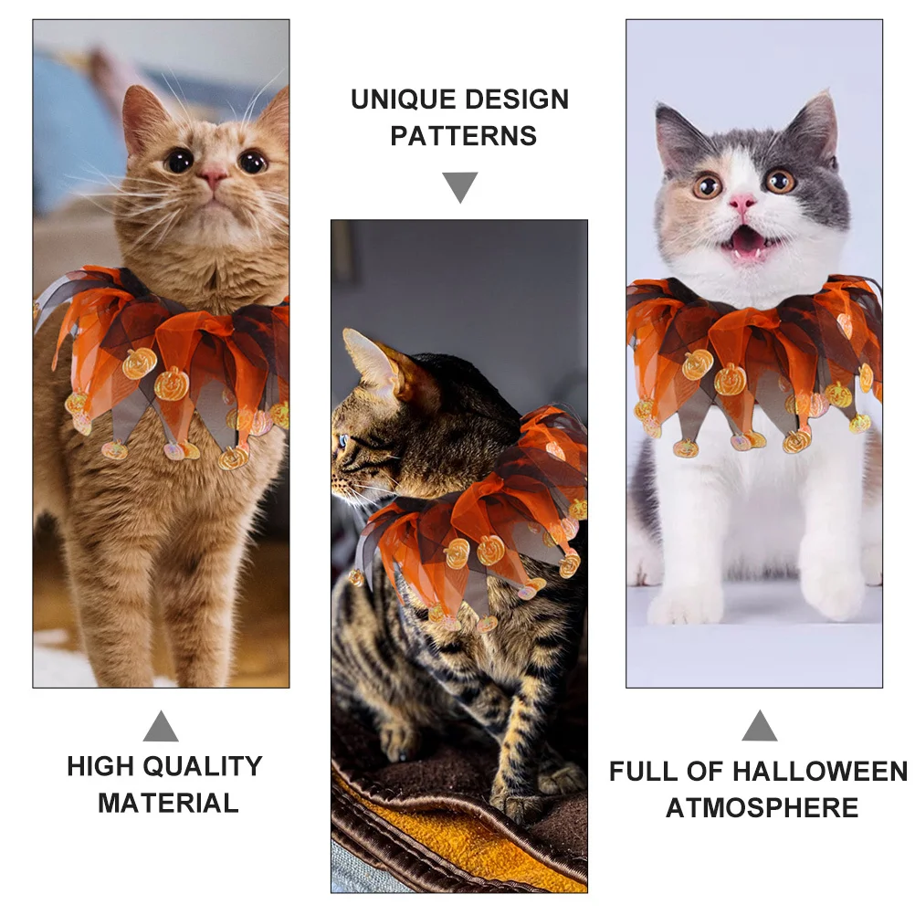 

1Set Cat Halloween Hat and Scarf Decorative Pet Costume Adorable Party Supplies Easy Wear Washable Cat Halloween Hat