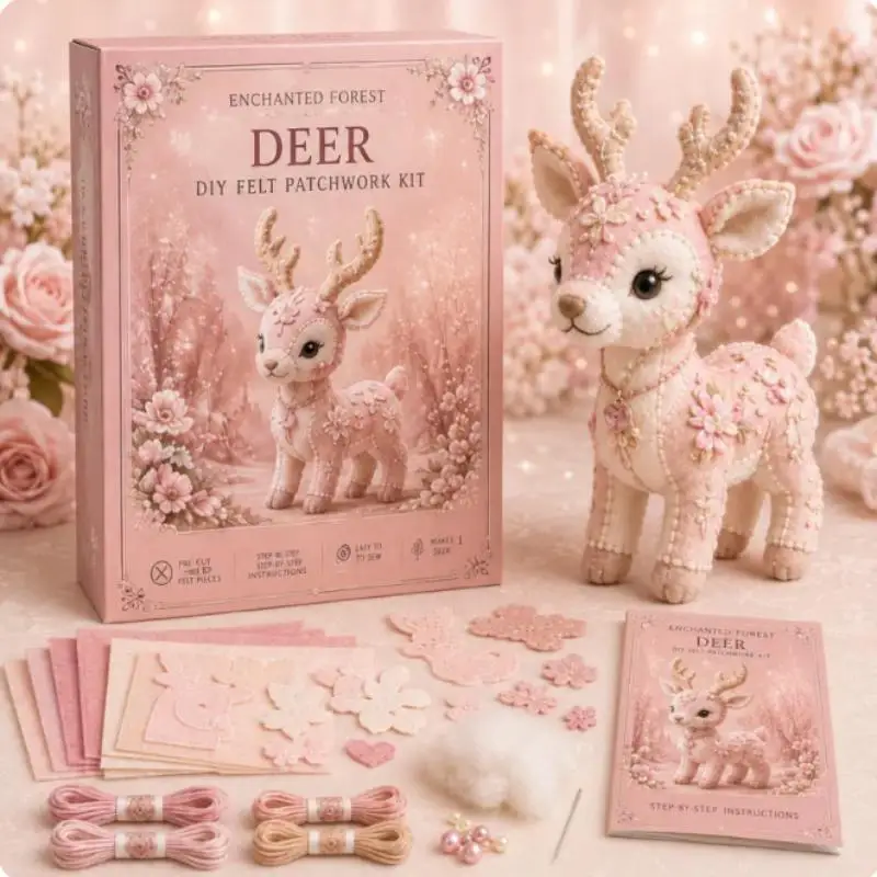 kit-de-costura-completo-amigos-da-floresta-rosa-pacote-de-artesanato-diy-para-decoracao-de-casa-e-criacao-de-presentes-artesanais