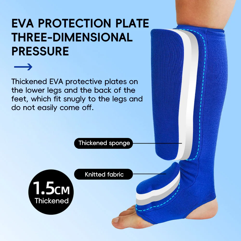 Профессиональные щитки для ног для бокса, каратэ, встроенная защита голени при супинате, трикотажная одежда для ног со спортивным защитным снаряжением