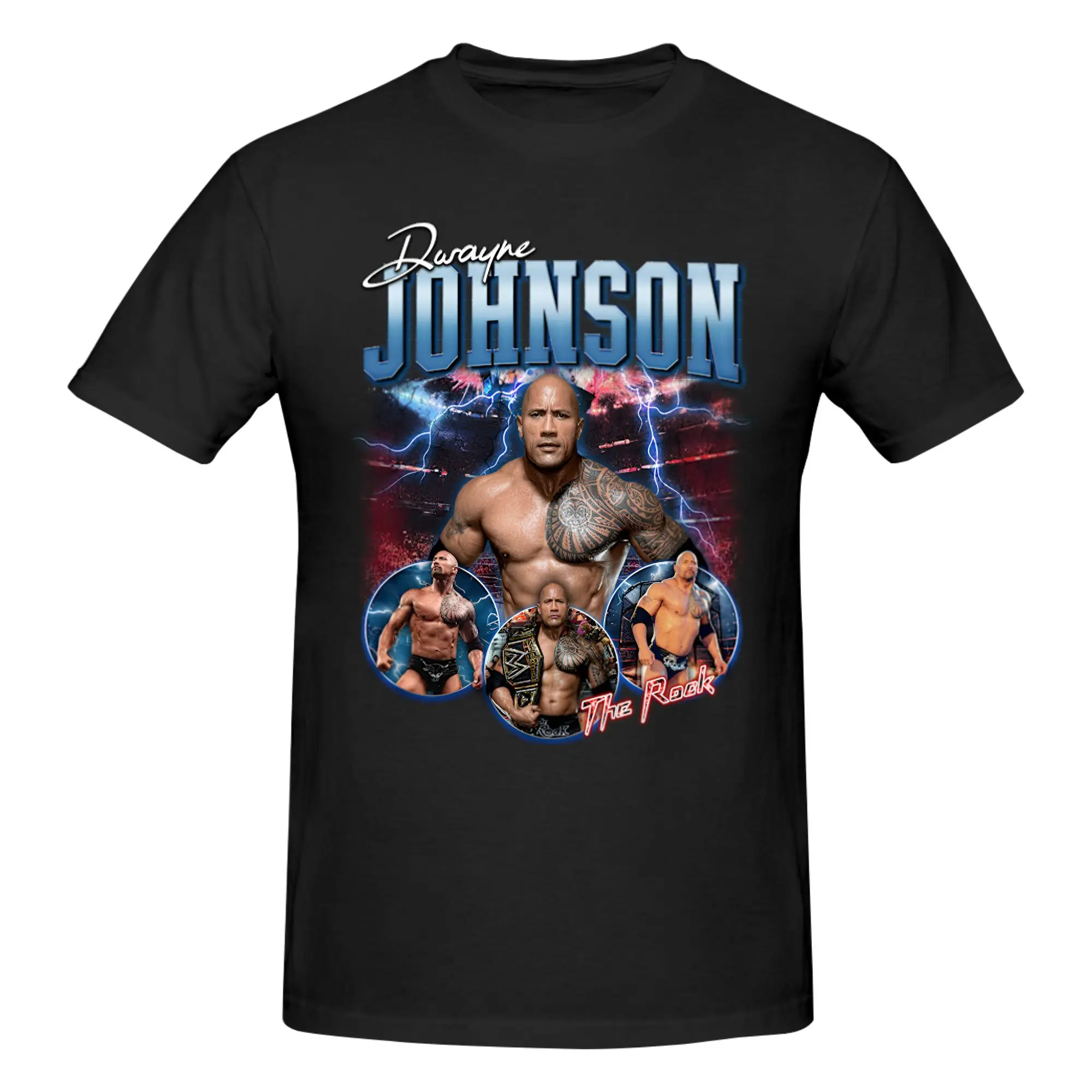 

Футболка с коллажем Dwayne The Rock Johnson для мужчин, футболка из чистого хлопка, летняя стильная футболка с короткими рукавами, облегающая одежда, подарок