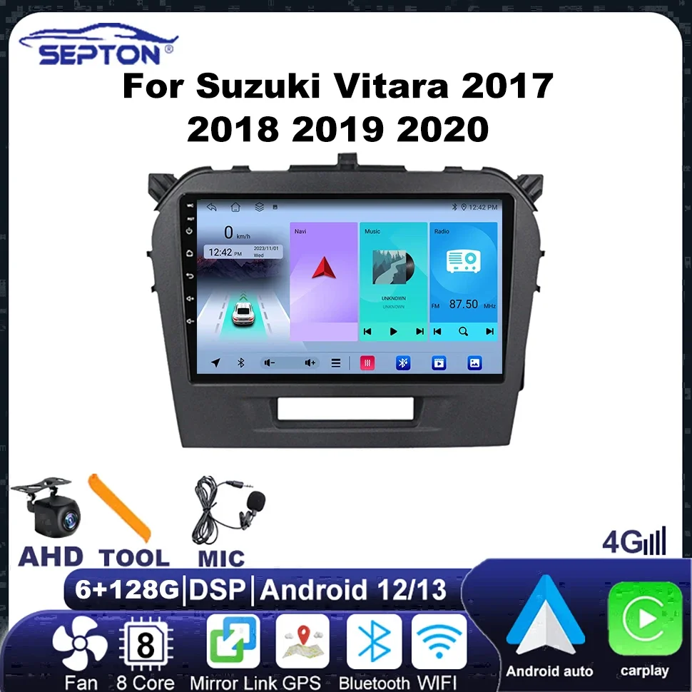 

SEPTON Car Radio for Suzuki Vitara 2017 2018 2019 2020 Vehicle Audio Systems Wireless CarPlay Stereo Player WIFI GPS Autoradio