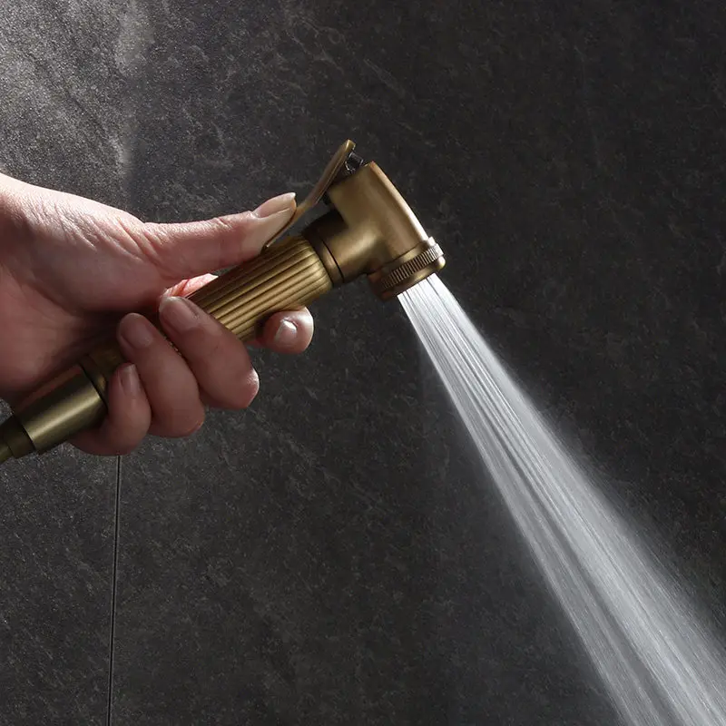 Hand Held Bidet Sprayer Douche Toilet Kit Antique Bronze Shattaf Shower Head Brass Valve Set Jet Bidet Faucet Garden Faucets Set