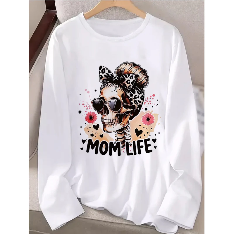 

Женская модная графическая футболка с леопардовым бантом и цветочным принтом, готическая повседневная футболка с длинными рукавами, забавная одежда Y2k на Хэллоуин