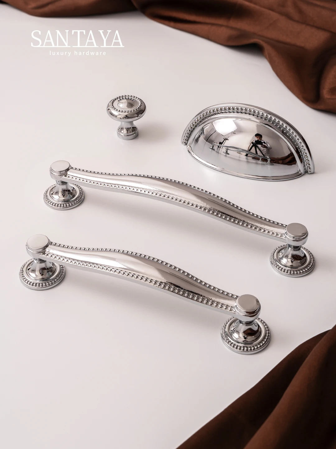 

Solid Brass Cabinet Handle Chrome Silver Kitchen Cabinet Pull Wardrobe Dresser Drawer Knob Furniture Hardware Accessories