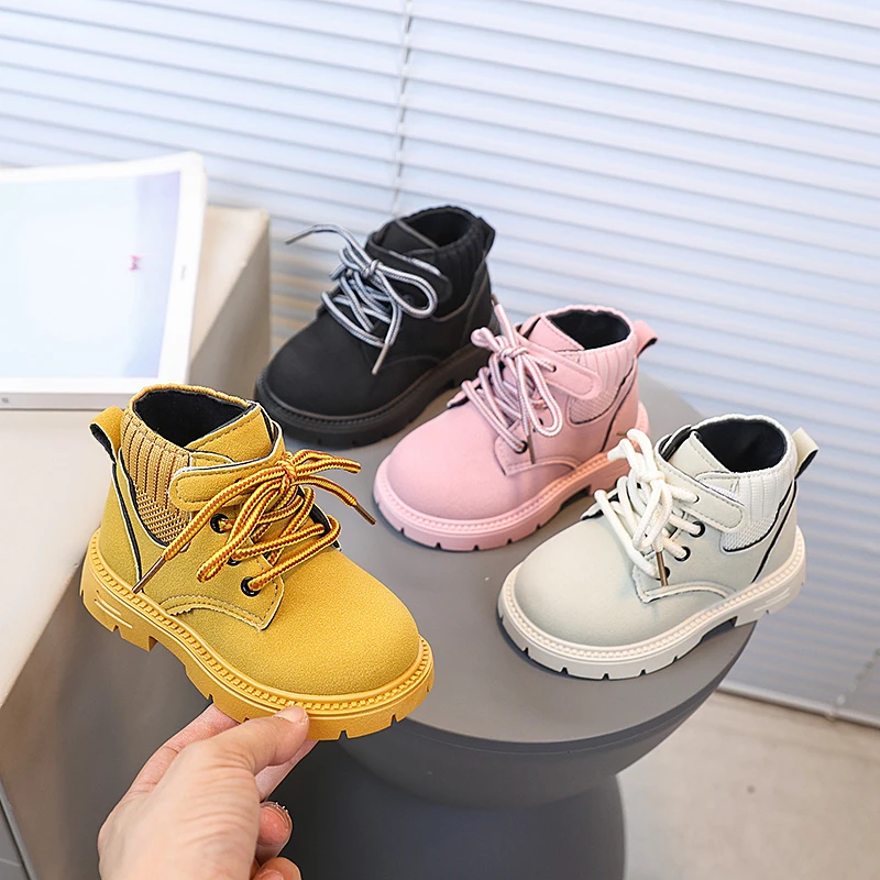 

Kids Shoes Boots for Girl Solid Color Autumn Winter Boy Snow Boots Fashion Candy color Children Causal Ankle School Boot