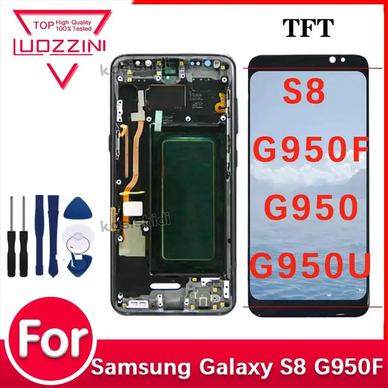 TFT For Samsung Galaxy S8 LCD With Frame G950F G950U Touch Screen Repairment Parts Assembly Display Without Fingerprints Tested