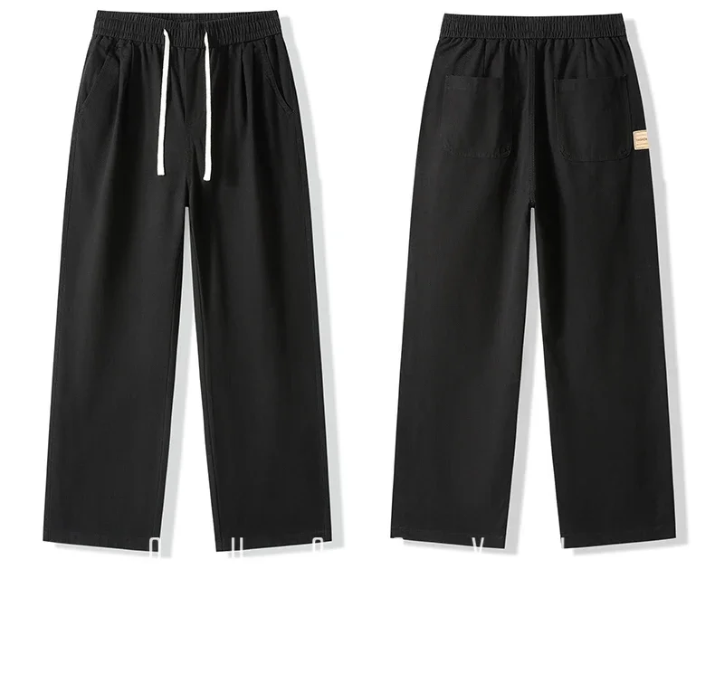 Herbst-Winter Hochwertige 100% Baumwolle Freizeithose für Herren mit elastischem Bund, lockerer, gerader Passform, lässige Arbeitshose, Cargo-Hose, Khaki-Hose für Männer – Detail 15