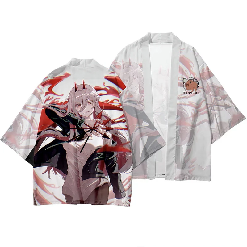 Harajuku Japan Anime Print Chainsaw Man 3d Kimono Shirt Cloak Costume Fashion Men Women Seven Point Sleeve Tops Cardigan Jackets