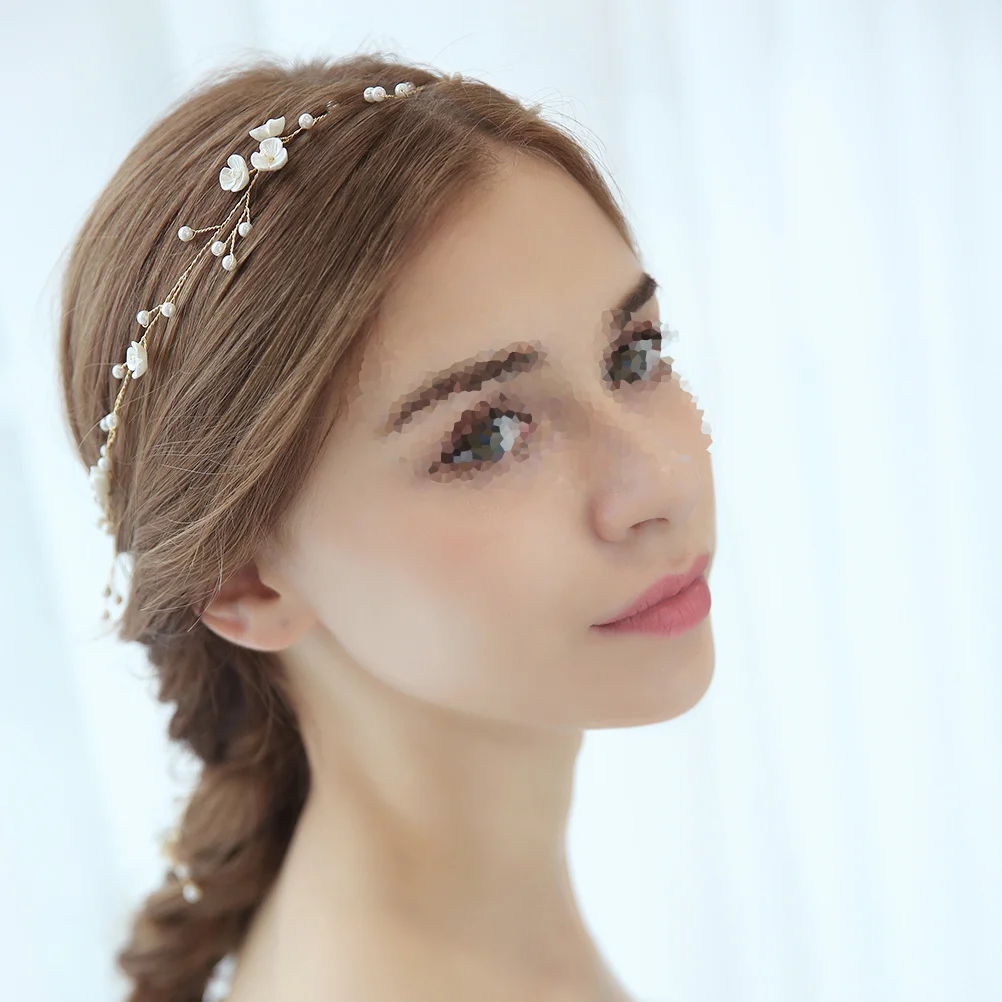 

Flower Wedding Hair Bridal Headband For Party Adjustable Bendable Beads Gown Match Photography Accessory Flower Headbands