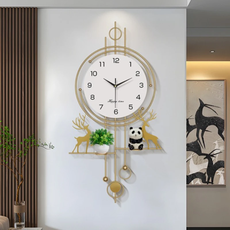 Luxury Wall Clock Living Room Decoration Clocks Metal Minimalist Wall Clock Silent Elegant Aesthetic Watch with Light Ornaments