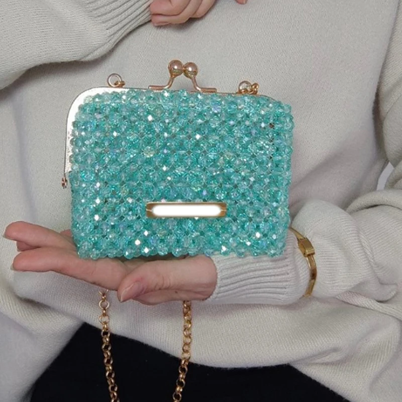 

Luxurious Ins Design Ladies Handbag Banquet Party Clip Bag Bead Crystal Production Chain Crossbody Bags for Woman Customizable