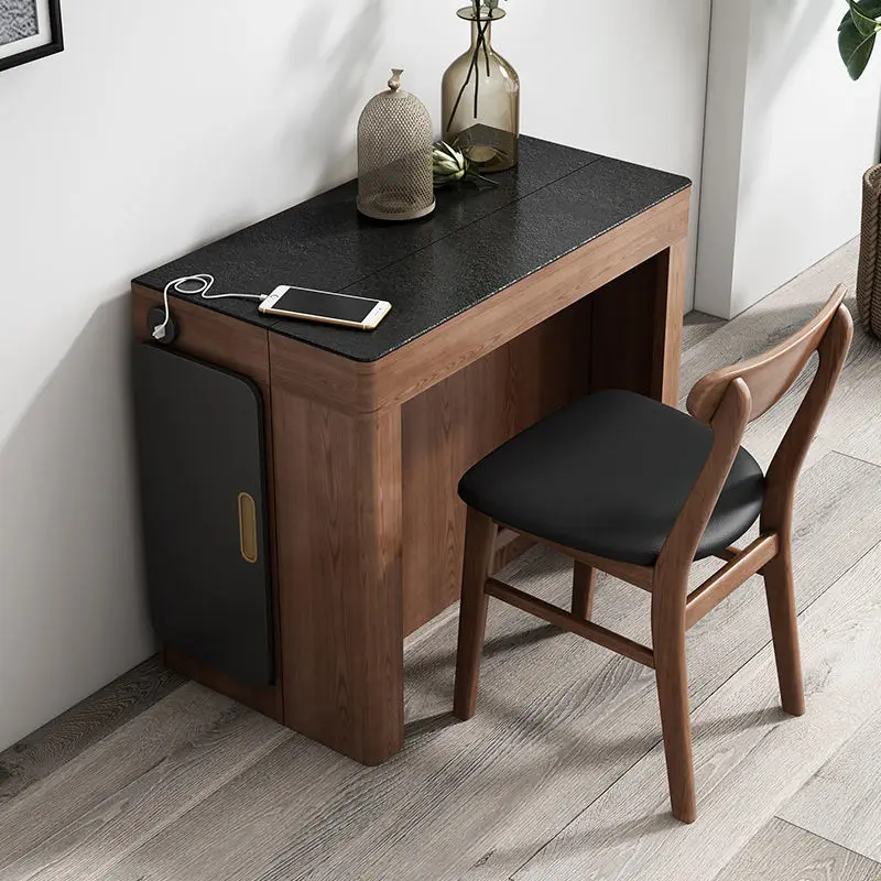 طاولة طعام قابلة للطي وكرسي مجموعة شقة صغيرة من الخشب الصلب قابلة للسحب لتوفير المساحة طاولة طعام منزلية #2