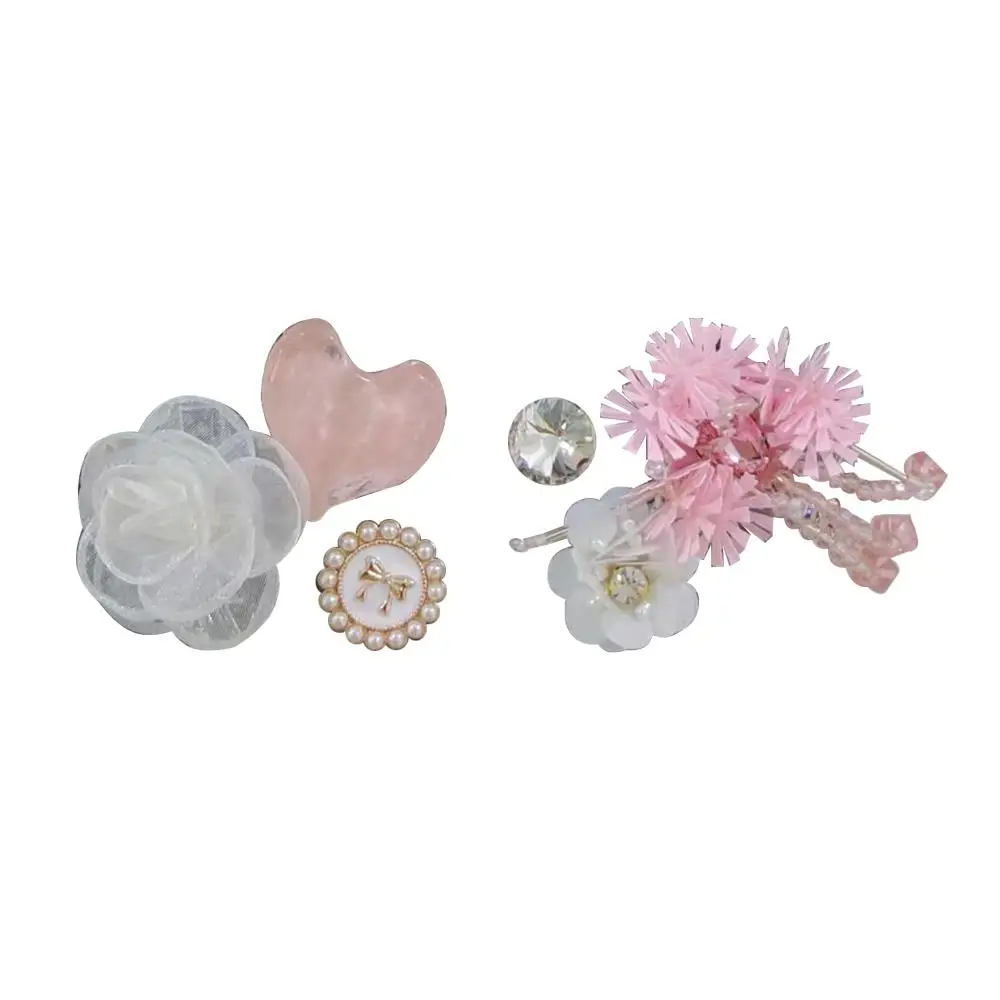 Boucles de chaussures à trou Transparent, Clips de chaussures en cristal perlé, pendentif pompon doux et frais, boucle de chaussures à fleurs, ornements de chaussures brillants