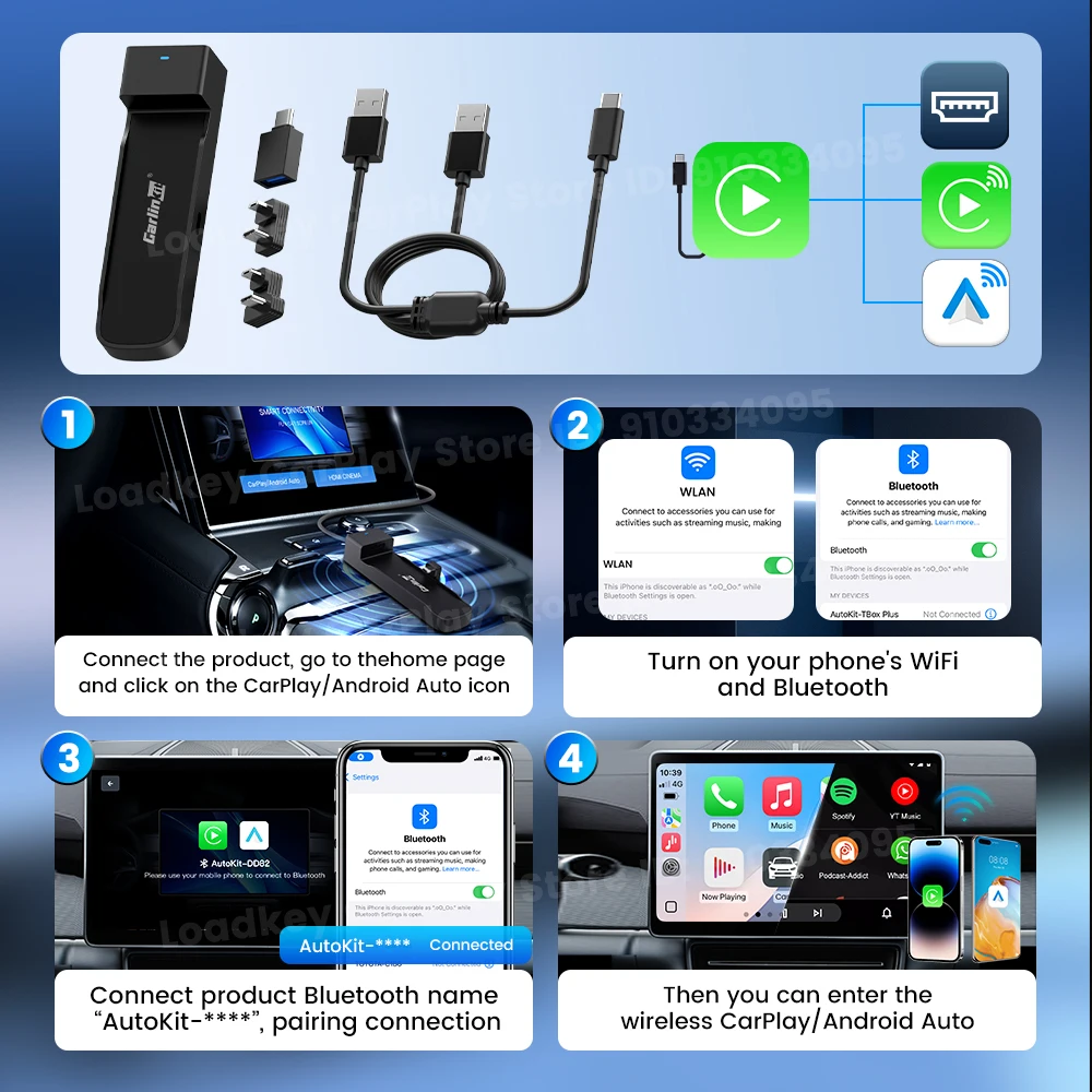 Adaptateur Carlinkit filaire CarPlay vers HDMI pour vidéos Fire TV Stick, boîte de Streaming HDMI, connexion plus rapide, prise en charge 2K des appareils HDMI, 2025