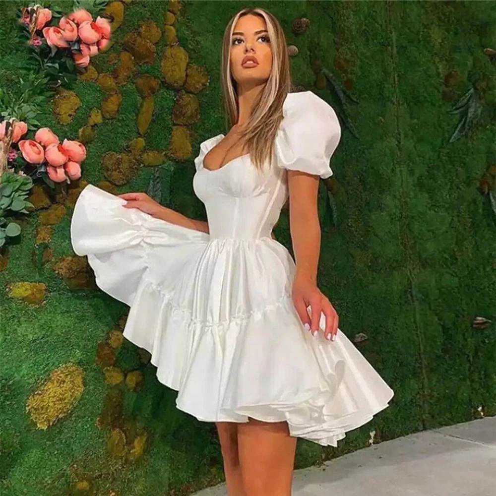 Bridalaffair a linha de cetim civil vestidos de baile mangas curtas decote em v profundo sexy cruz cintas sem costas vestidos de festa de noiva 2022