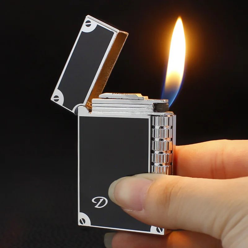 Metal Classic Grinding Wheel Lighter, Refillable Butane Open Flame Igniter, High-end Business Gift, Portable Outdoor Smoking Too