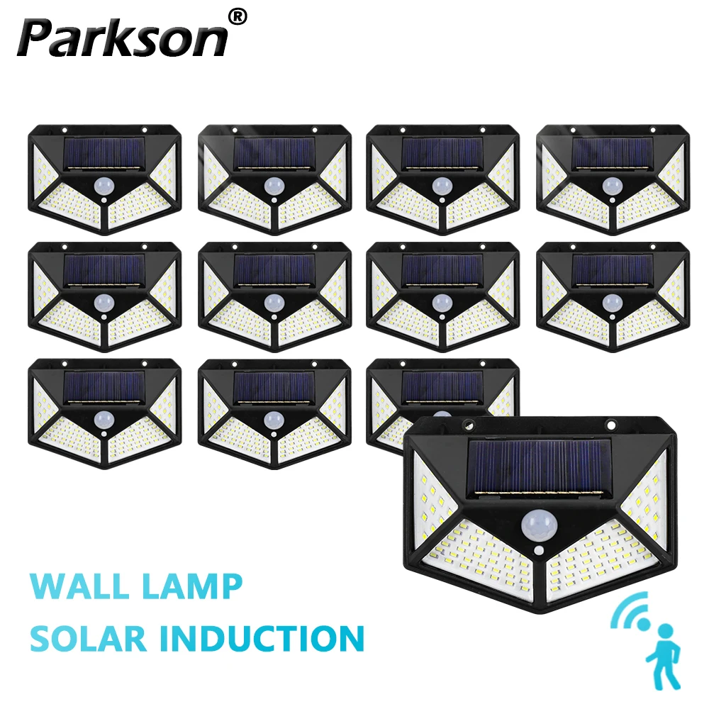 

4/6/8/12 Pack 100 LED Solar Wall Lamp All Sides Luminous Motion Sensor Human Induction Courtyard Waterproof Outdoor Wall Light