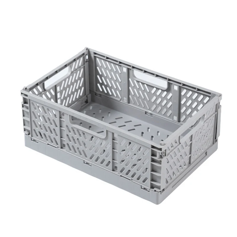 Portable Plastic Crate Large Capacity Foldable Plastic Storage Box Office Storage Space-efficient Multi-functional Sturdy Trendy