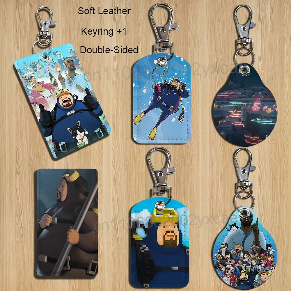 

game 2026 DAVE THE DIVER Rectangle ID Card Case Keychain Access Card Bag Key Tag Ring Leather Card Holder Key Ring Access