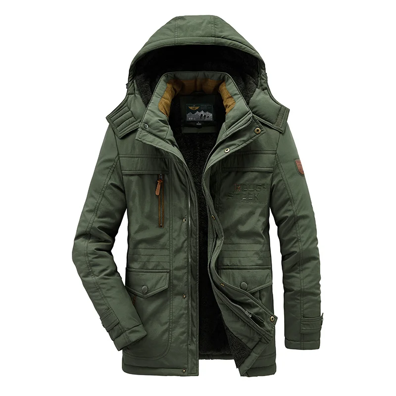 Winter Mens Military Parkas Casual Fleece Thick Warm Men Windproof Fashion Jackets Hooded Windbreaker Cotton Jacket