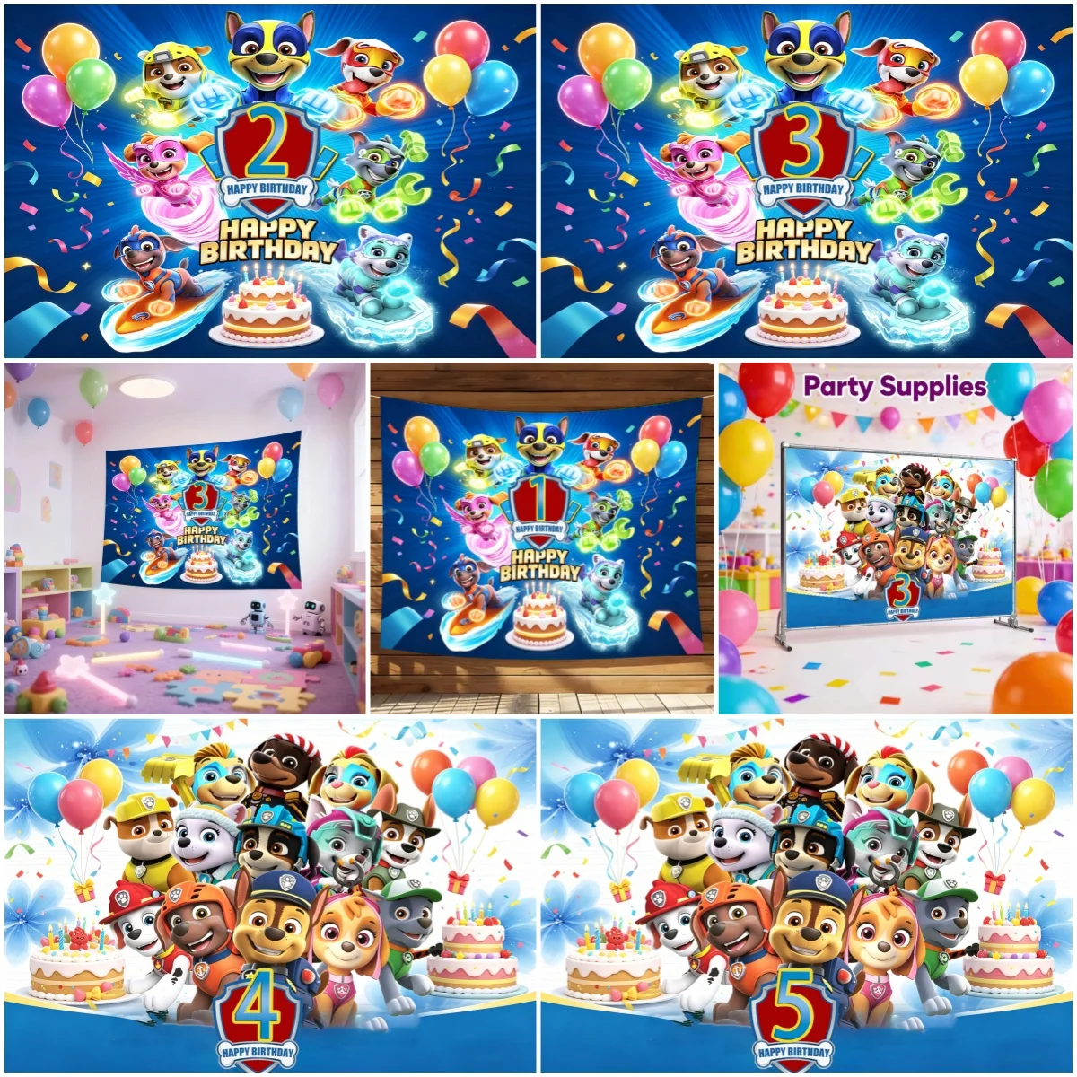 Decoraciones para Fiesta de Cumpleaños con Temática de Patrulla Canina del 1 al 12 Años, Banner, Fondo para Fotografía, Accesorios, Regalos para Niños y Niñas