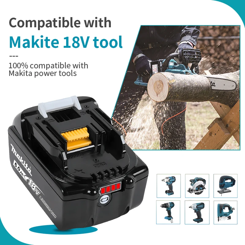 Makita battery, rechargeable 18V6.0Ah lithium battery, Makita 18V BL1840, BL1830, BL1850, BL1850B original Makita tool battery