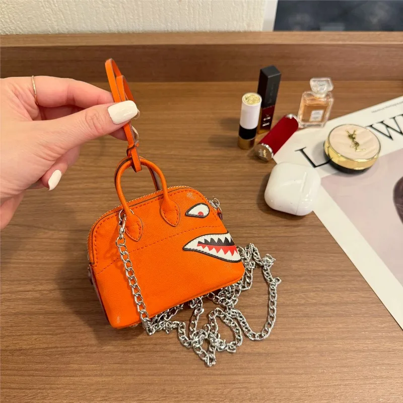 Cute Mini Shark Bag Charm Genuine Leather Car Hanging Ornament Pendant Keychain Purse Accessory Gift Unisex Women Men